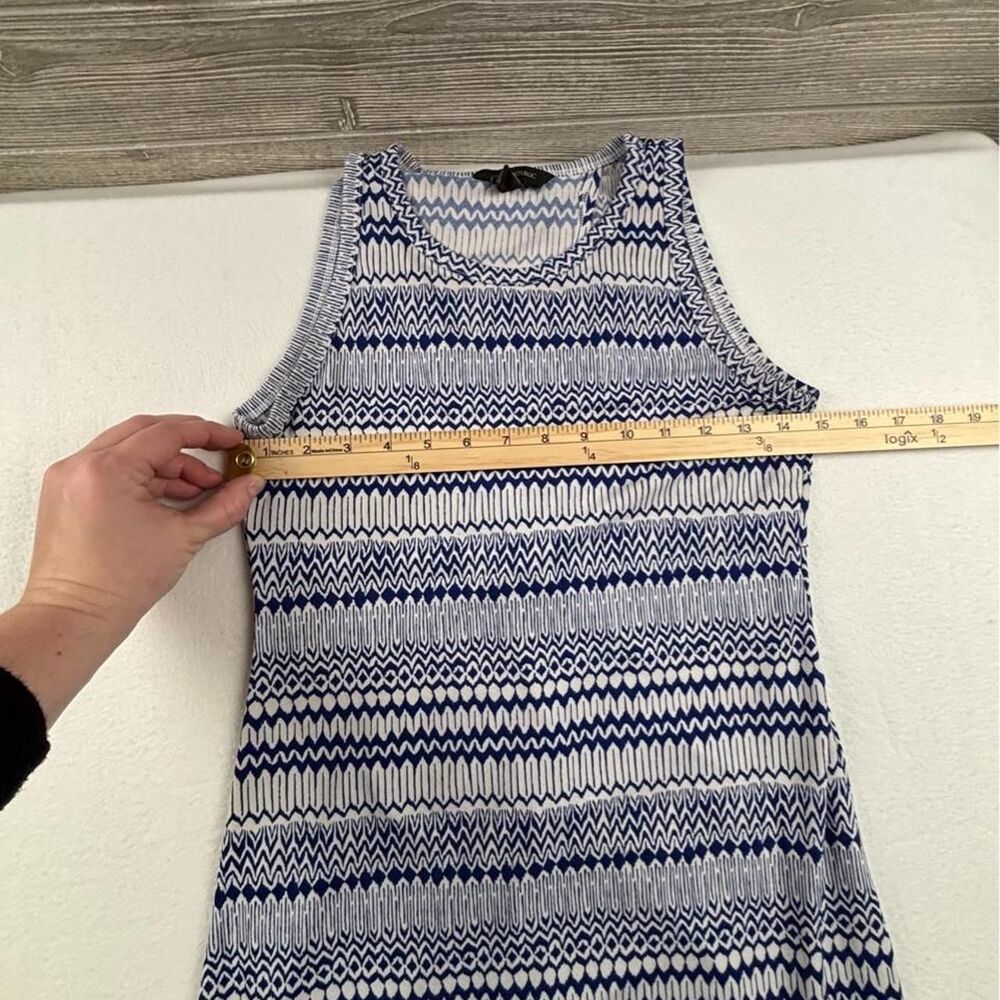 Banana Republic Midi Dress Women’s XS Blue White Pattern Sleeveless A-Line - Picture 3 of 7